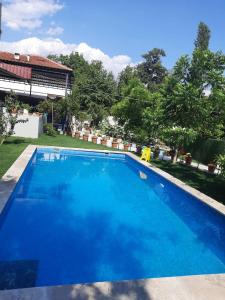una gran piscina azul en un patio en Egedeki Eviniz 2, en Koycegiz