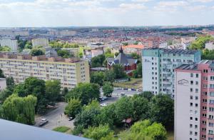 Widok na miasto Szczecin z tego apartamentu