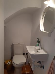 un baño con inodoro y lavabo en Moderna casa de pueblo en el casco viejo de Jávea, en Jávea