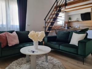 Posezení v ubytování Deluxe Loft Studio Apartment