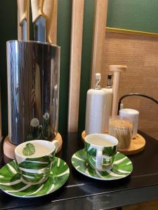 Příslušenství pro přípravu čaje a kávy v ubytování Apartamenty Termalne GREEN Apartment