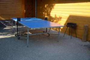 a blue ping pong table sitting next to a building at Châlet Caletti in Muhlbach-sur-Bruche