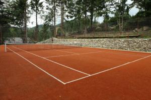 a tennis court with a net on top of it at Hotel Superski in Cavnic