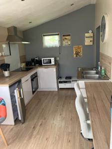 kuchnia ze zlewem i blatem w obiekcie Gîte cosy en milieu rural w mieście Lavilleneuve-au-Roi