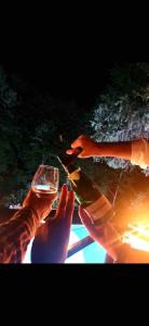 a group of people holding glasses of wine at Villa Terria in Bagni di Lucca