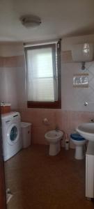 a bathroom with a toilet sink and a washing machine at La_casa_di_ Willy in Canai