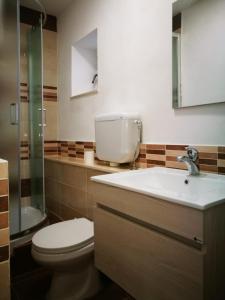 カルタニッセッタにあるCASA VACANZE, in centro cittàのバスルーム(トイレ、洗面台、シャワー付)