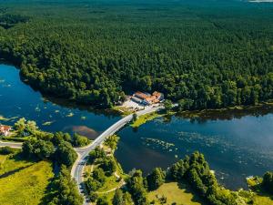 an aerial view of a bridge over a river at Wierzchy 34 in Wierzchy