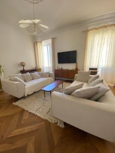 Televízia a/alebo spoločenská miestnosť v ubytovaní Appartement de maître T3 80m2 en plein centre.