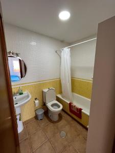 a bathroom with a toilet and a tub and a sink at AL-ANDALUS THALASSA in Vera