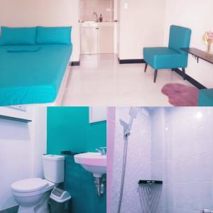 a collage of pictures of a bathroom with a toilet and a sink at Lee Residences by JAL in Legazpi