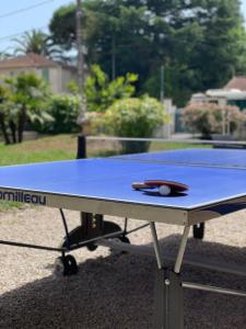 een pingpongtafel met een pingpongbal erop bij Motel Esterel in Mandelieu-la-Napoule