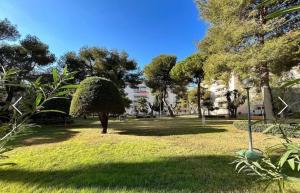 een park met een boom in het midden van het gras bij Be-Cool Salou pool center in Salou