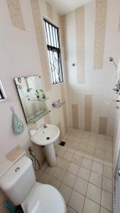 een badkamer met een toilet en een wastafel bij JackBeansprouts Homestay Botani Ipoh in Ipoh