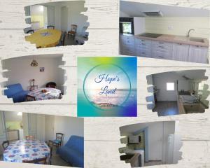 a collage of photos of a kitchen and a house at Hope's Land - gîte in Onesse-et-Laharie