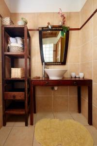 a bathroom with a sink and a mirror at Villa Diodon in Deshaies
