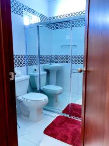 a bathroom with a toilet and a sink at Complejo Ecoturistico Rancho Cielo in Licey al Medio