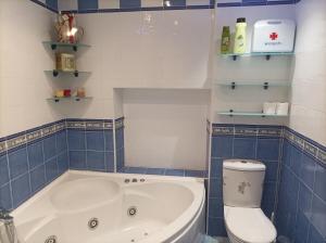 a bathroom with a bath tub and a toilet at Casa Cabárceno in Santiago +14 photos