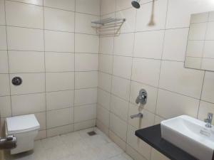 奥兰加巴德Hotel Kartiki的带马桶和水槽的浴室