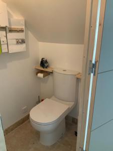 ein Bad mit einem weißen WC in einem Zimmer in der Unterkunft Le petit Versailles in Arles