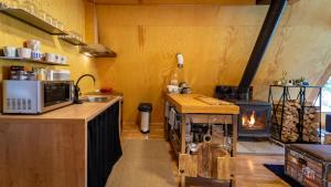 Kuchyň nebo kuchyňský kout v ubytování Forest House Stella - A frame cabin