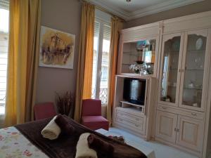 A television and/or entertainment centre at Apartamentos Oscar