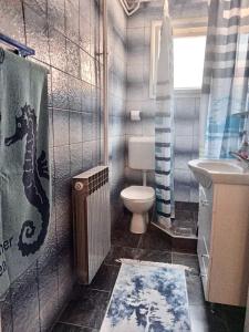 a bathroom with a toilet and a sink and a shower at Apartman Balkan in Visoko