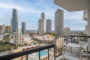 a balcony with a view of a city at Gorgeous Private Suite with Balcony in Gold Coast