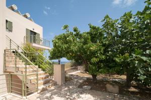 a staircase leading up to a house with an orange tree at Villa Luisa Exclusive Residences in Monemvasia
