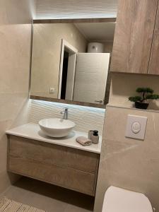 a bathroom with a sink and a mirror at Lilly LuX in Bijeljina