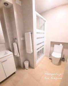 łazienka z toaletą i umywalką w obiekcie Hospedaje La Espina de Pechon w mieście Pechón