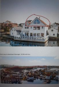un collage de dos fotos de una casa en Lovely apartment in maritime surroundings near Stavanger, en Stavanger