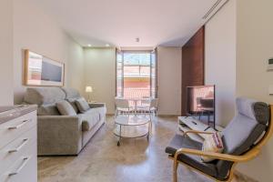 a living room with a couch and a tv at Green-Apartments Alto de Santa Cruz in Seville