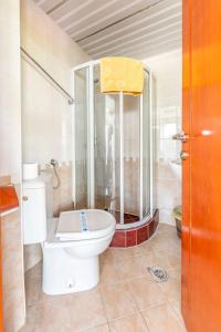 a bathroom with a toilet and a walk in shower at Villa Swiss in Ohrid +22 photos