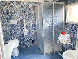 a bathroom with a toilet and a shower at Nonna Pasqualina in Panarea