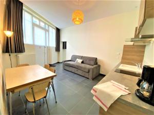 a living room with a couch and a table at Appartements Rue Sarret XXL in Angers