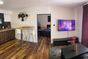 TV a/nebo společenská místnost v ubytování FiftyShades Apartmán s vířivkou