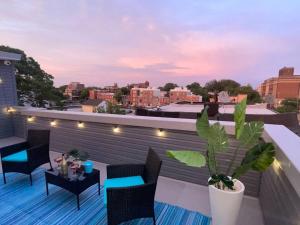 a rooftop patio with a table and a potted plant at THE ROOFTOP OASIS in Philadelphia
