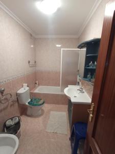 a bathroom with a toilet and a sink and a tub at PUENTE VILLA NUEVA DREAMS 60m2 PAKING privado gratuito in Medina de Pomar +15 photos