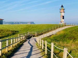 a path leading to a lighthouse on a grassy hill at Apartamento Vicsus in Ajo