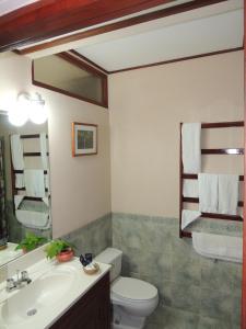 łazienka z toaletą i umywalką w obiekcie Ceiba Tops w mieście Santa Teresa