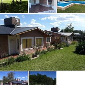 un collage di quattro foto di una casa di Llanten Dorado Cabañas a Villa Giardino