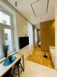 Televízia a/alebo spoločenská miestnosť v ubytovaní ZEUS Design Apartment Erlach #62