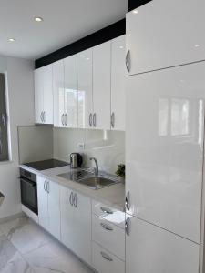 Kuchyň nebo kuchyňský kout v ubytování Luxury Two-Bedroom Apartment with Two Private Parking