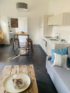 salon z kanapą i stołem w obiekcie CANNES - PETIT JUAS, CHARMANTE VILLA AU CALME, TOUT CONFORT w Cannes +7 zdjęć