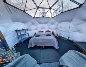 a room with a bed in a tent at Aurora Dome in Kiruna