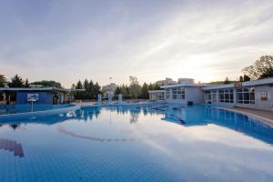 a large swimming pool next to a building at Hotel International in Baile Felix