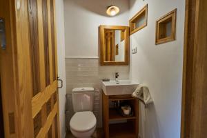 a bathroom with a toilet and a sink at Casa Rural Caenia Parejas in Traguntia