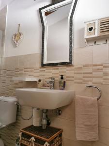 ein Bad mit einem Waschbecken und einem Spiegel in der Unterkunft Country house in Ankaran
