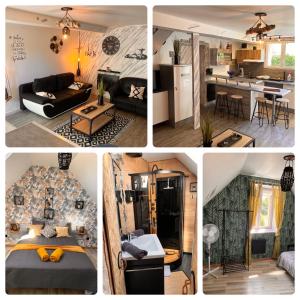 a collage of pictures of a living room and a kitchen at Top House Les Perles 3 des Châteaux in Mer